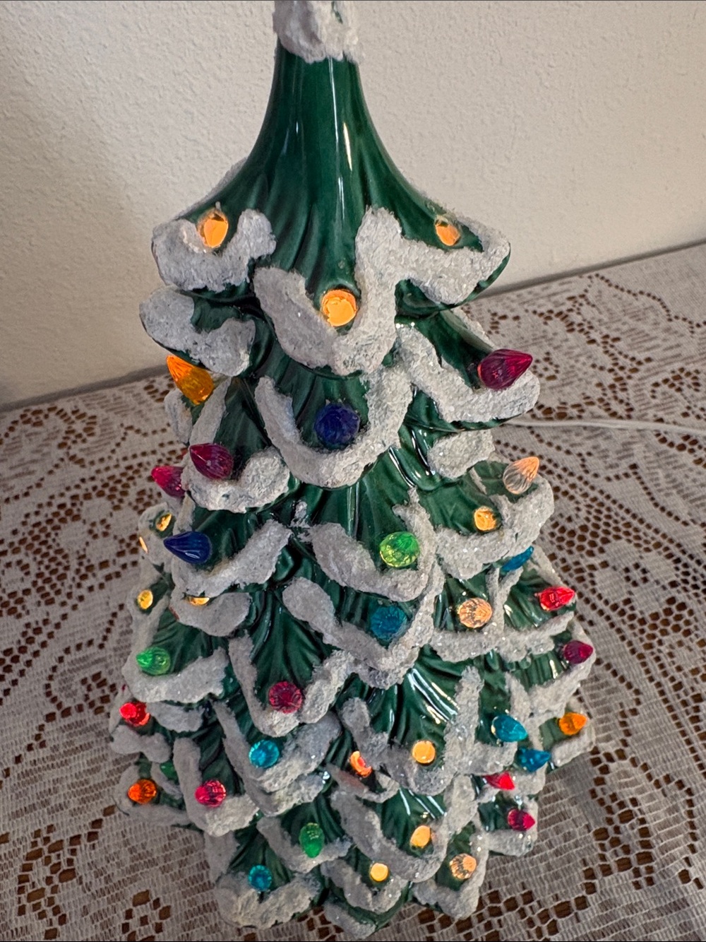 Green Ceramic Christmas Tree with Multi-Color Lights - Holiday Décor - Picture 4 of 4